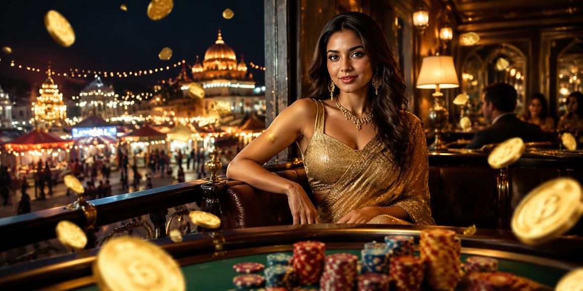 Vibrant IPL season nightlife with Gucci market and festive lights