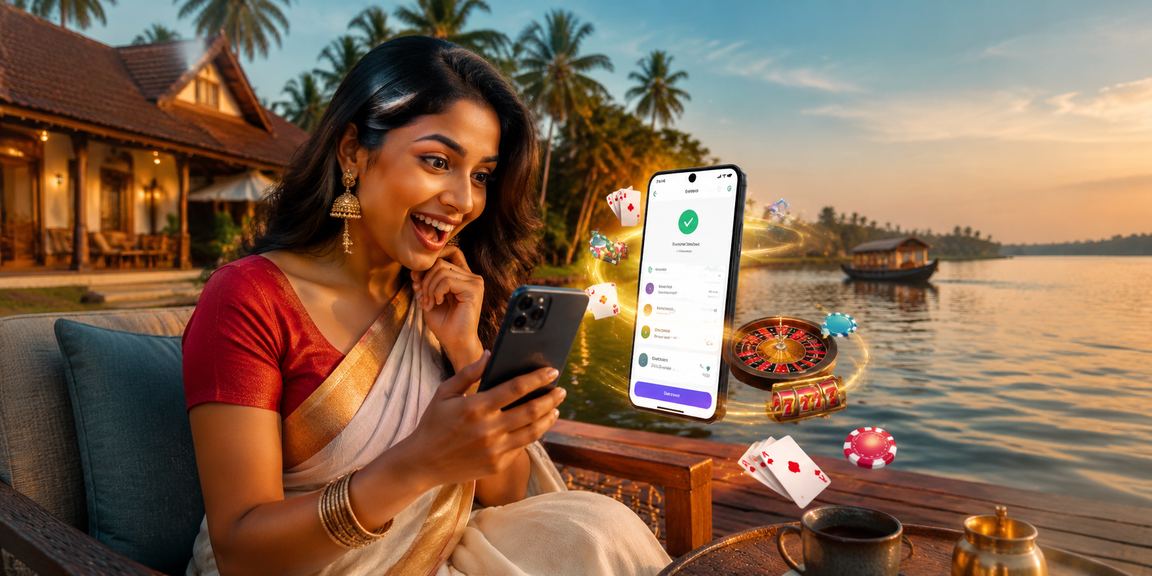 User making mobile payment with smartphone in Kerala